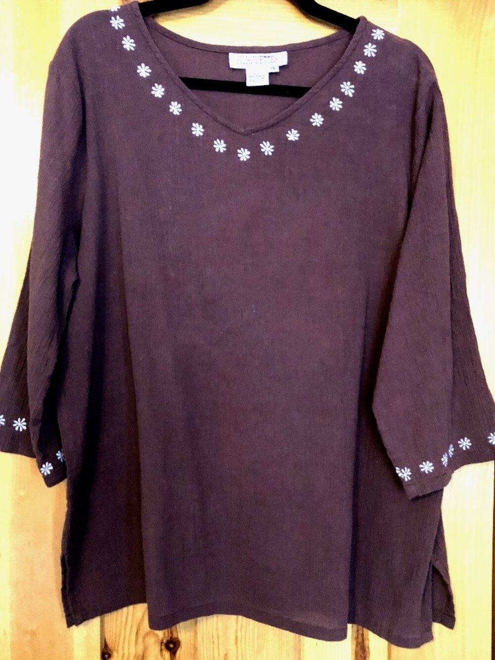Silhouettes 1X India Cotton Embroidereied Tunic Top